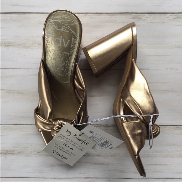 Dolce Vita Gold Mule Heels - Picture 2 of 4